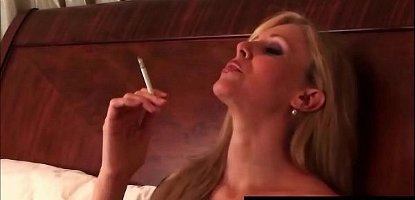  Busty Blonde Milf Julia Ann Puffs On Cigarette Nude In Bed!